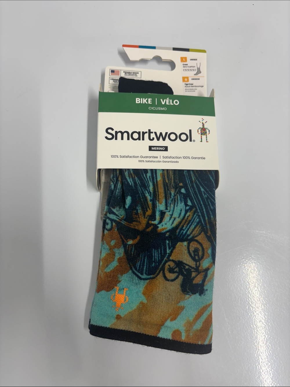 Smartwool Men's Athletic cycling Socks in Teal, Brown & Black Size large NWT